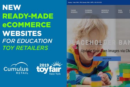 Child playing with toy on a website template that toy retailers can use