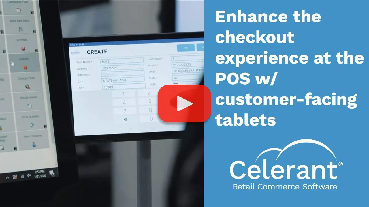Point of sale software on a tablet screen