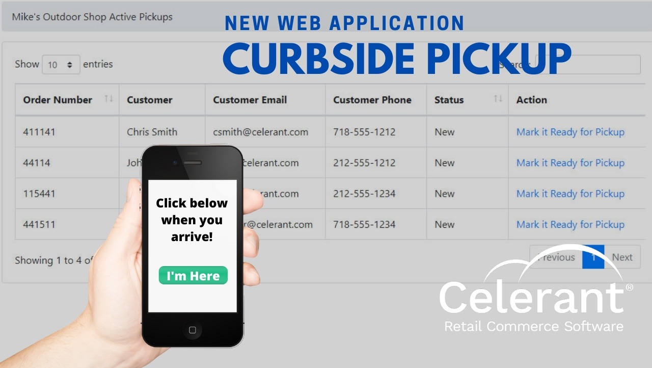 Cell phone with curbside pickup application with order numbers in backgroun