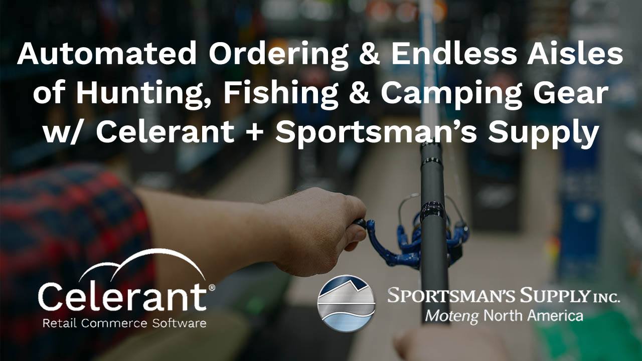 Fishing pole in background to show Sportsman's Supply merchandise and how it integrates with Celerant.