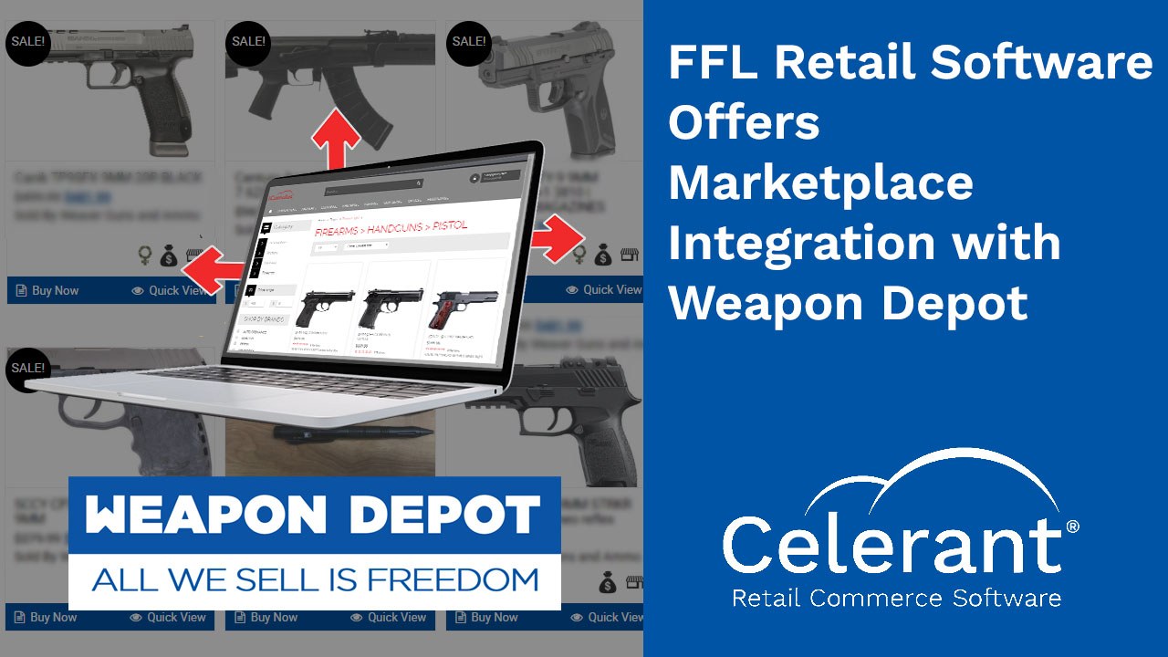 LAptop with Weapon Depot Marketplace website on multiple devices