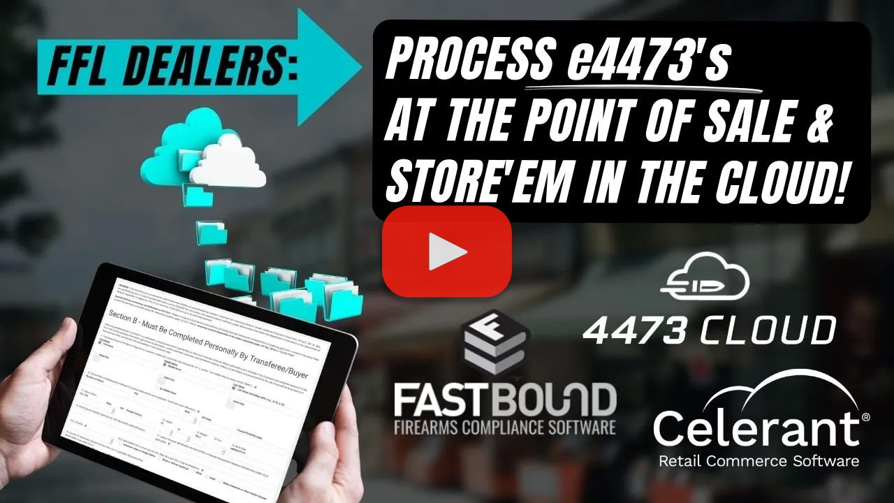 FastBound and Cloud 4473 logo with tablet showing point of sale software