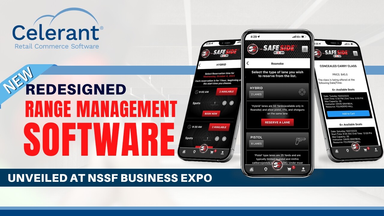 Mobile devices showing the safeside tactical logo for the NSSF expo
