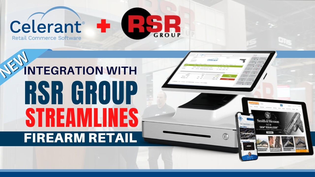 Point of sale screen with RSR Group next to Celerant logo